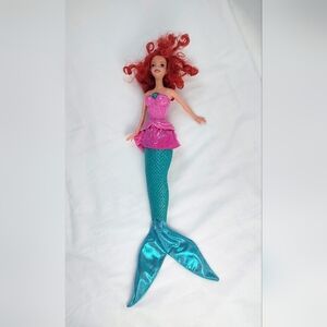 Mermaid Doll with Red Hair and Pink Outfit